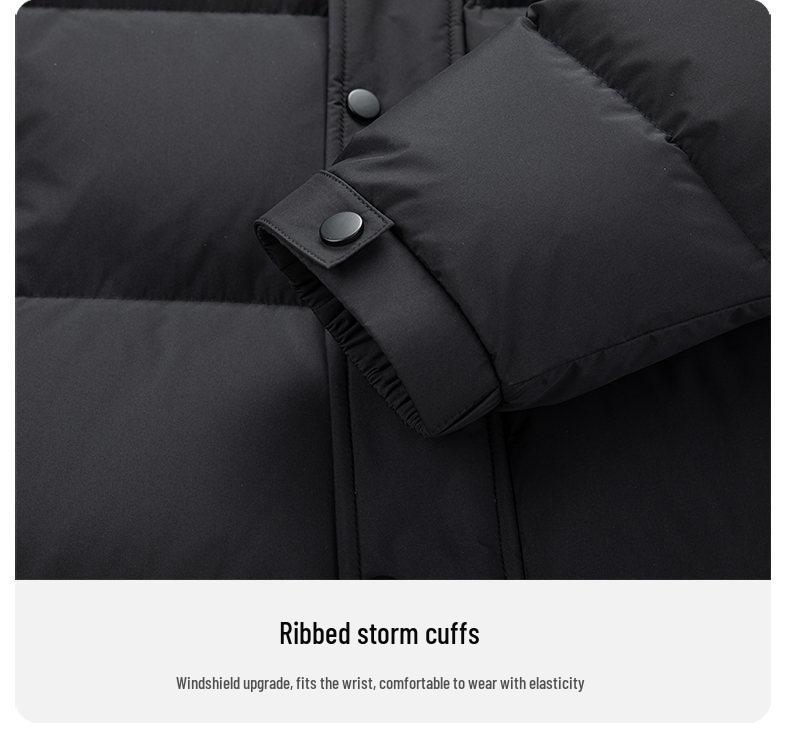 Couple's Long Black Hooded Duck Down Jacket - Thick, High Fill Winter Outerwear