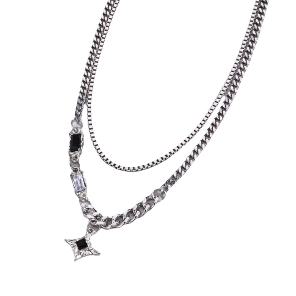 Black Star Choker Necklaces Neck Decoration Stacking  Necklace Double Link Chains Necklace  Women