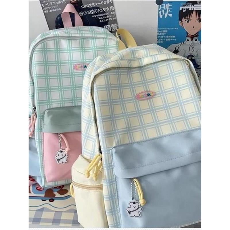 Schoolbag New Cute Niche Lattice Female High School Student Large Capacity Versatile Mori Travel Middle School Student Girl Backpack