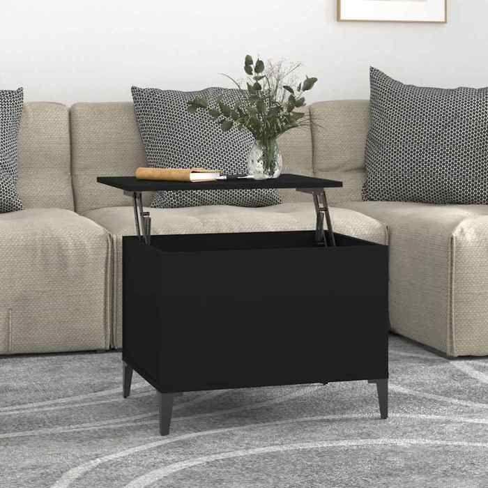 819573 vidaXL Table basse Noir 60x44,5x45 cm Bois d'ingénierie