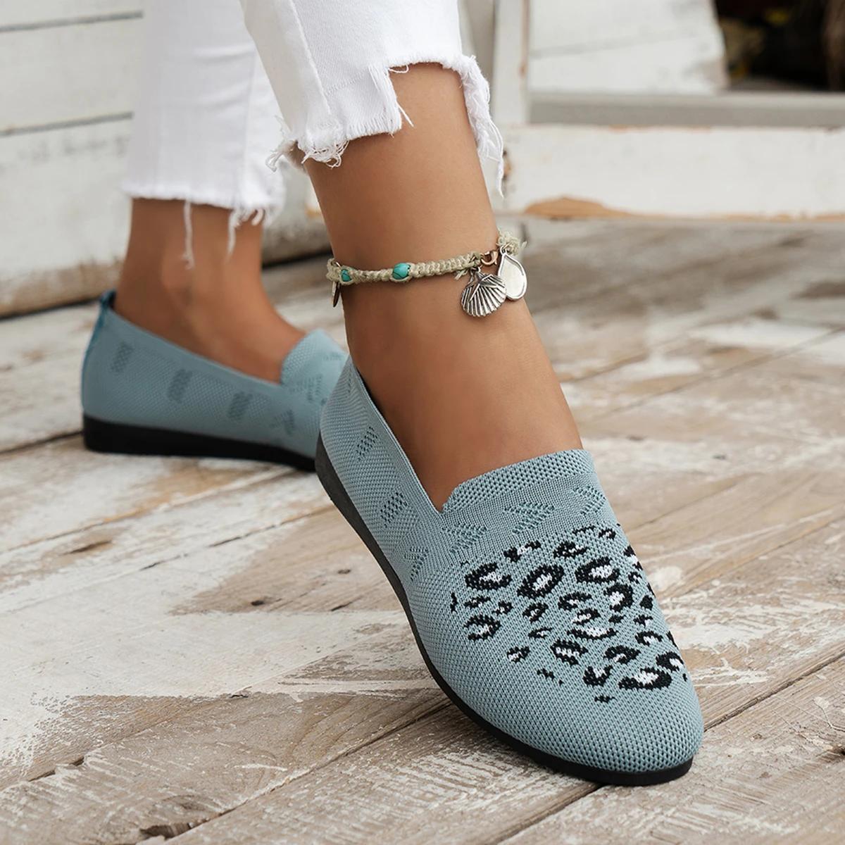 

Элегантные балетки с узором «гусиная лапка» для женщин, мокасины с острым носком из сетки, женские мокасины большого размера с леопардовым принтом, мягкие туфли для вождения 43 небесно-голубой