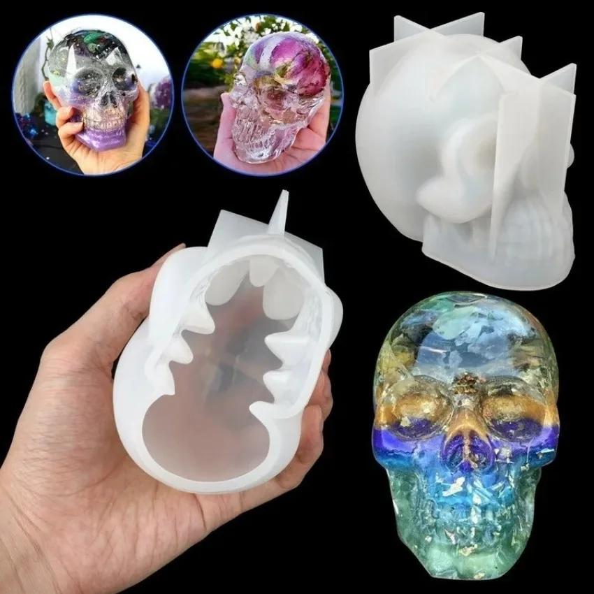 Neu 1 Stk. DIY Silikon Gießform 3D Totenkopf Halloween Epoxid Gießform Werkzeug Silikonformen für Resin