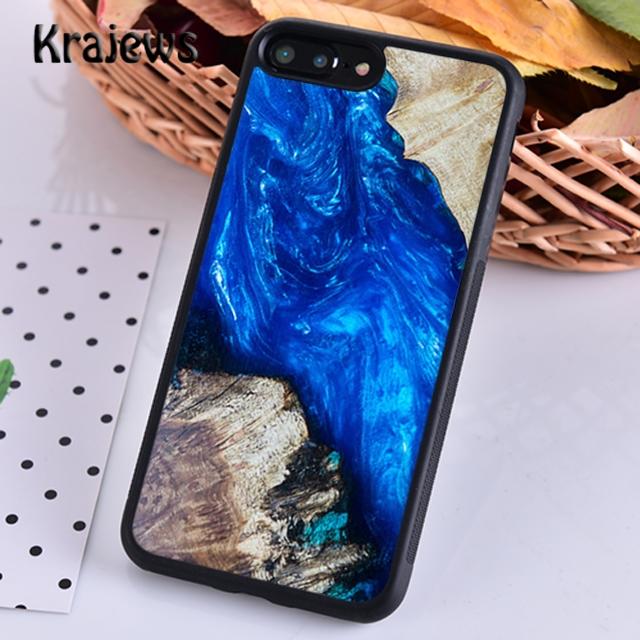 Krajews Wood Resin Marble Soft Phone Case Cover For iPhone 14 5 6s 7 8 Plus X XR XS 11 12 13 Pro Max Samsung Galaxy S21 S22ultra