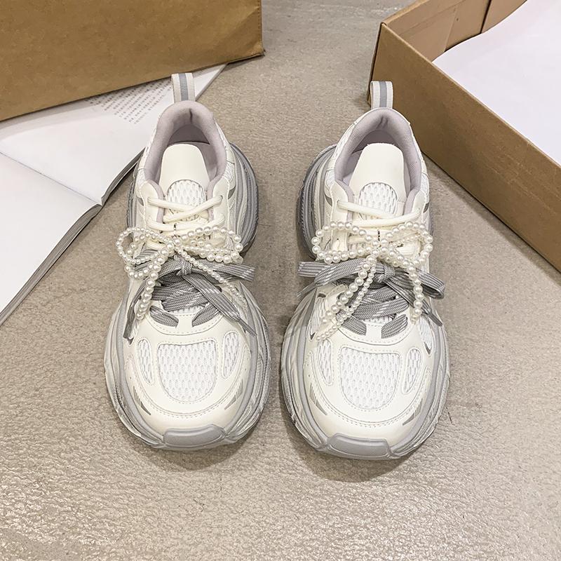 Fashion 2025New Breathable Vulcanized Shoes Women Casual Platform Sneakers Summer Thick Bottom Low Top Large Jogging Shoes