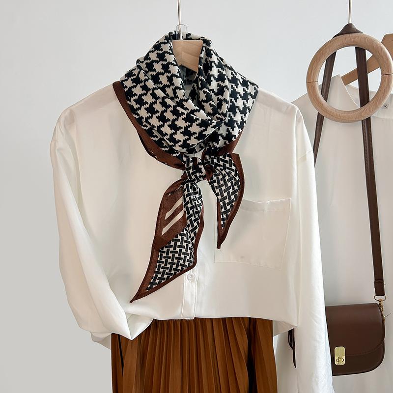 High-end trend design sense single-layer parallel towel women's spring and autumn simulated silk wool feel silk scarf tide