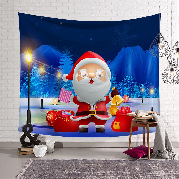 Santa Claus Christmas Tree Printed Polyester Tapestry Home Decor Tapestry Room Wall Decor Backdrop Fabric