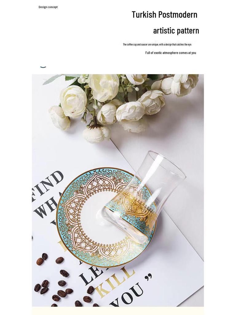 Tasse à café turque raffinée, élégante tasse à thé à motifs pour femmes