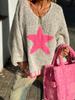 2025 Autumn New Foreign Trade Star Pattern Women's Sweater Casual Loose Circle Yarn V-neck Knitted Sweater