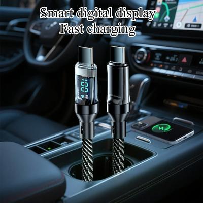 Smart Fast Charging Cable 60W 120W LED Screen USB C To C Compatible for OPPO Find X Vivo Y Series iPhone 15 Huawei MacBook