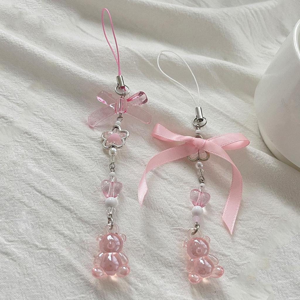 Strawberry Bow Lace-up Phone Chain & Camera Charm Keychain