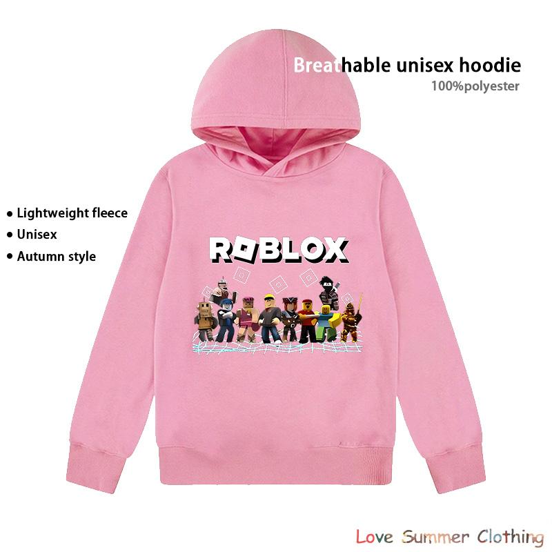 MINISO Roblox Print Sweatshirt Leeftijd 4-14 Unisex lichtgewicht fleece hoodies voor de herfst Polyester Sport Pullover Dagelijks Gebruik Ademend Zonder Zak game Print 140