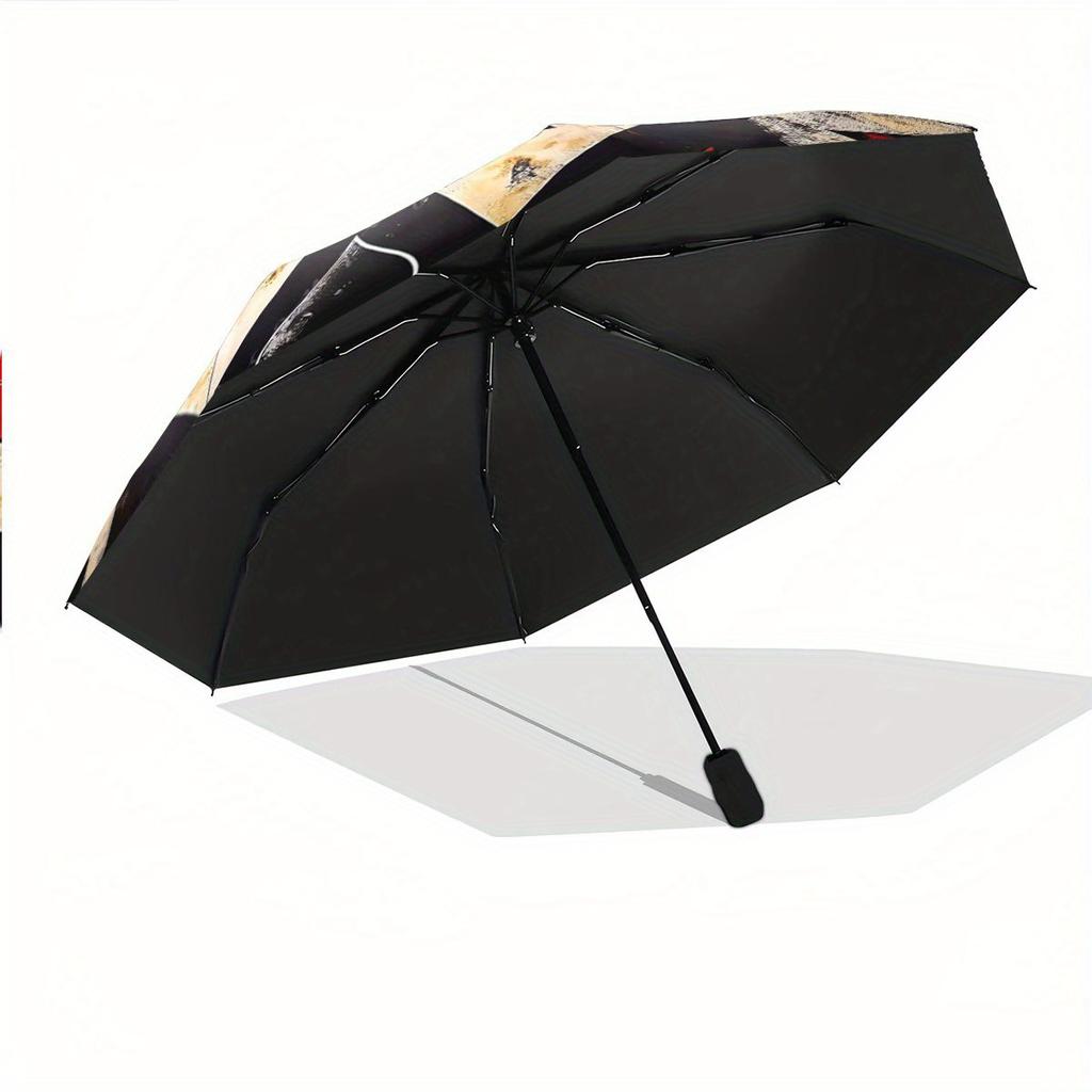 Automatic Folding Umbrella Playing Card Suits with a Diamond Grid Design. Portable Collapsible Design, Casual Outdoor Accessor