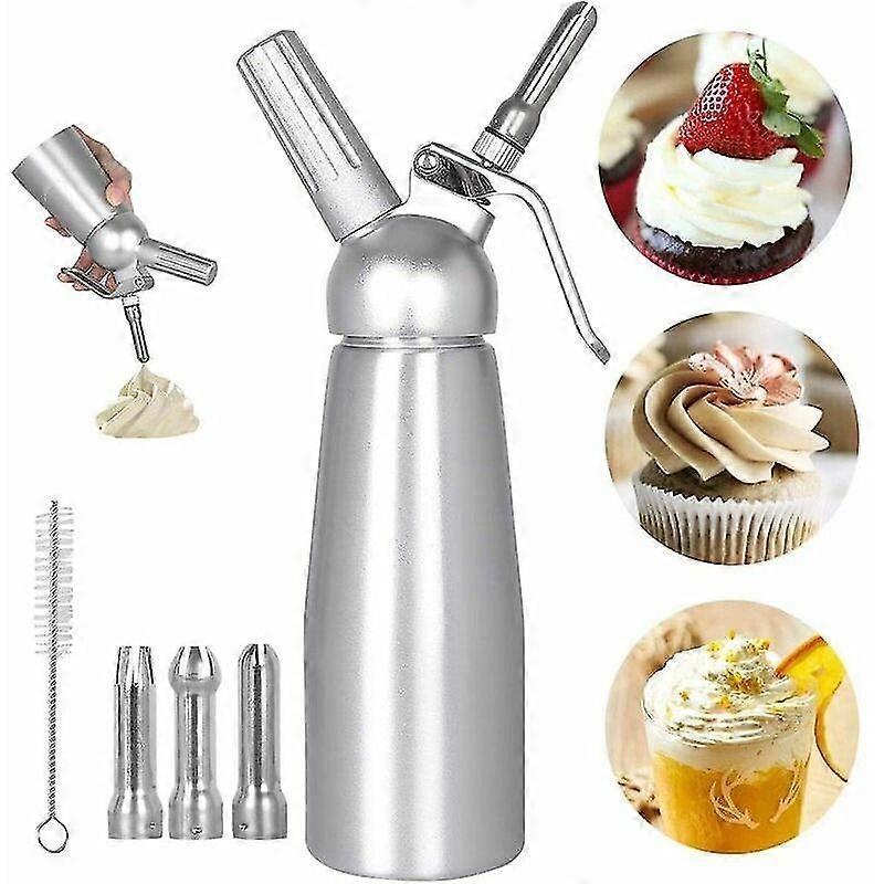 Whipped Cream Dispenser, Cream Whipper, 3 Various Stainless Culinary Decorating Nozzles Homemade Cream Maker