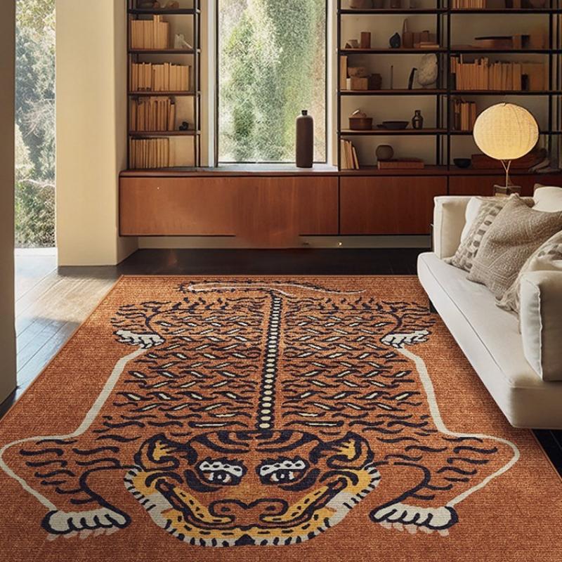 Carpet for Living Room Non-slip Machine Washable Bedroom Floor Mat Tiger Rug Large Size Rugs French Style Home Decoration