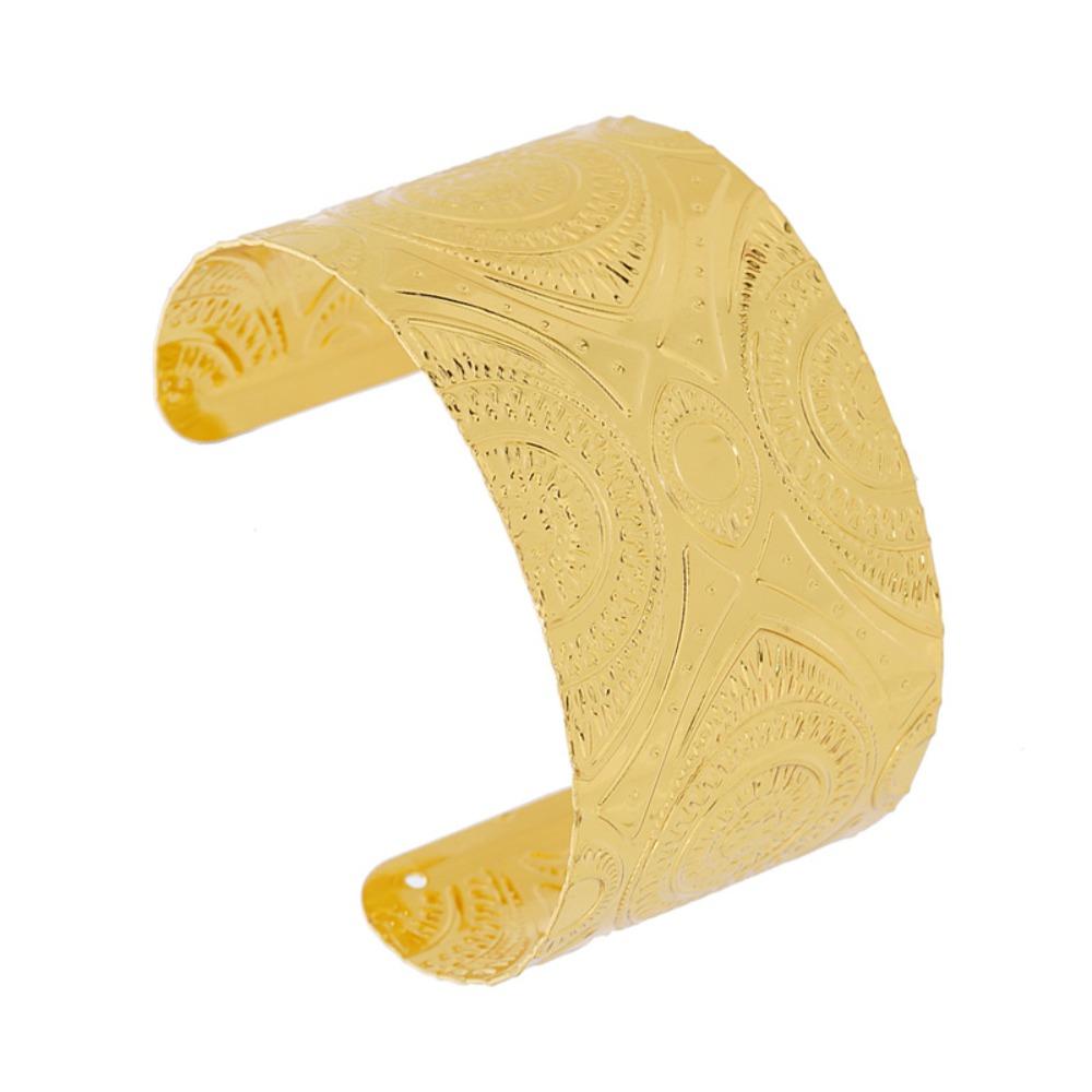 Vintage Golden Wide Bracelet Dunhuang Bohemian Bangles Flower Dai Style Bracelet  Gift