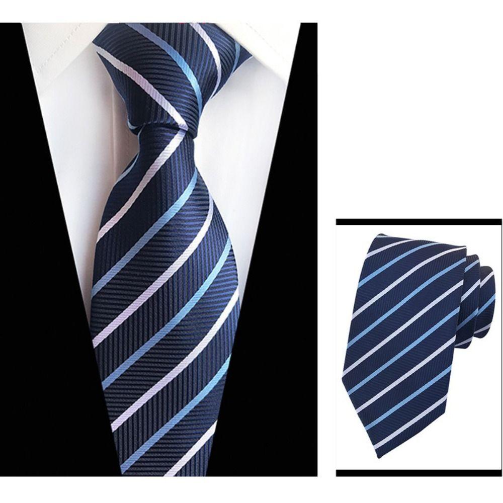 Rubber Fastener Pre-tied Necktie Striped Design Easy Neck Tie Zipper Necktie  Suits Matching