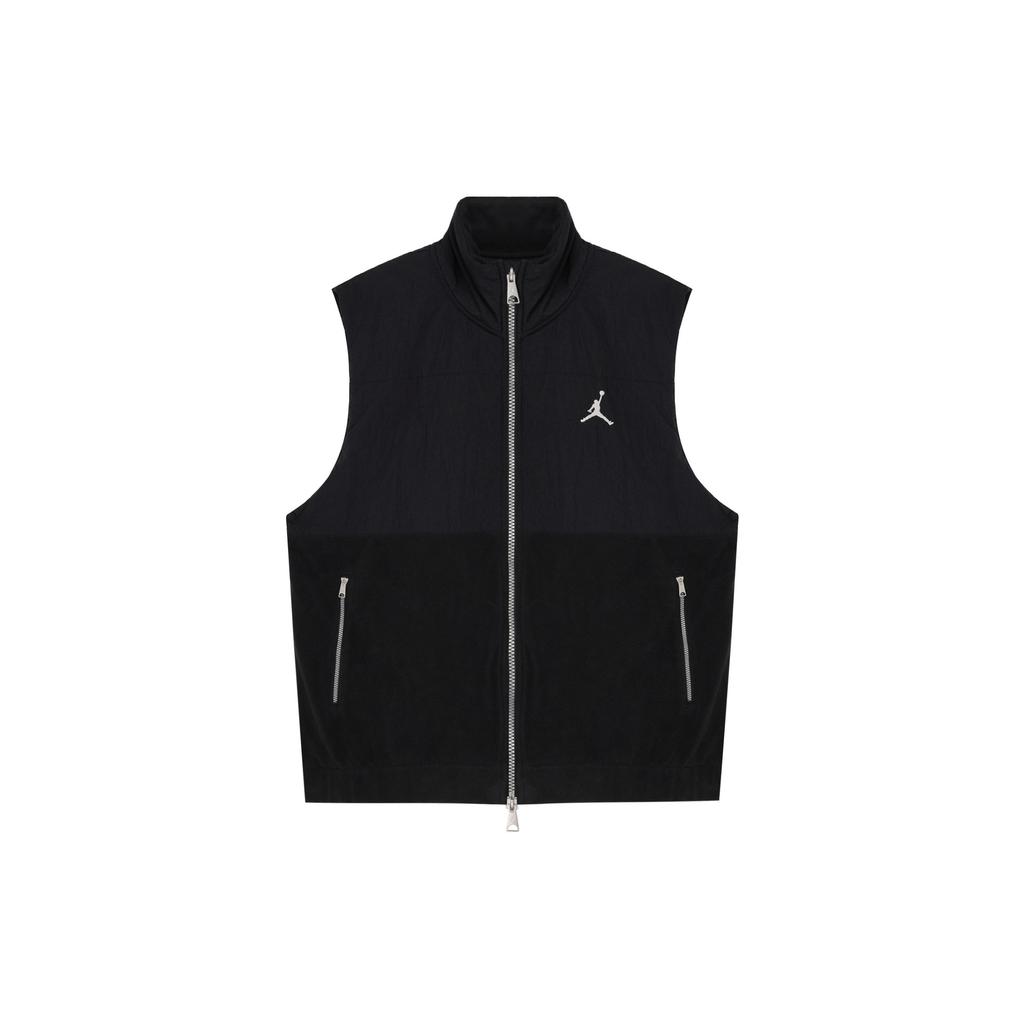 Jordan Essentials Solid Color Stand Collar Zip Vest Men Outerwear Black FD8629-010