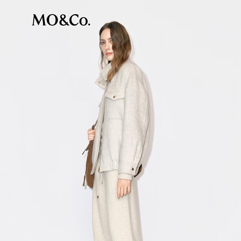 MO&Co. Women's Loose Fit Wool Blend Turtleneck Jacket