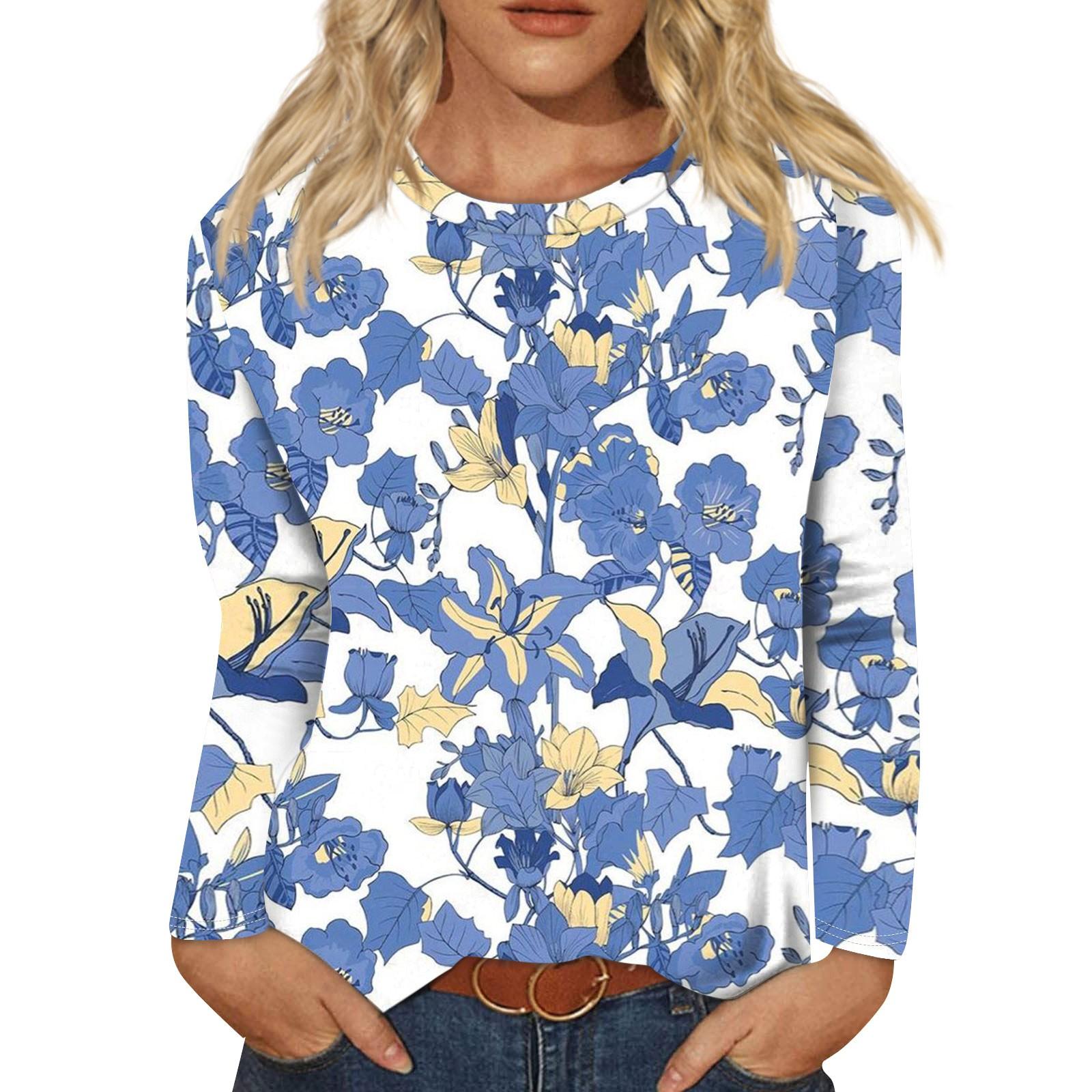 Женская мода повседневная с длинным рукавом круглый вырез пуловер топ блузка молодежная — фото 5