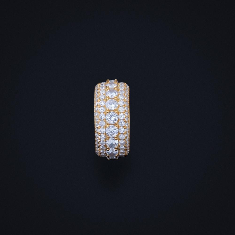 Men's S925 Silver Ring, Hip-hop Men's Personality Niche Micro-inlaid Zircon Gold Ring, One Piece of Hair