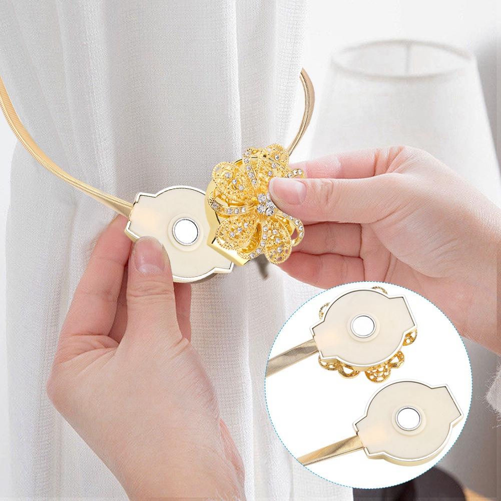 Retractable Magnetic Flower Curtain Clip Buckle Belt Holder Tie Belt Accessories Home Golden