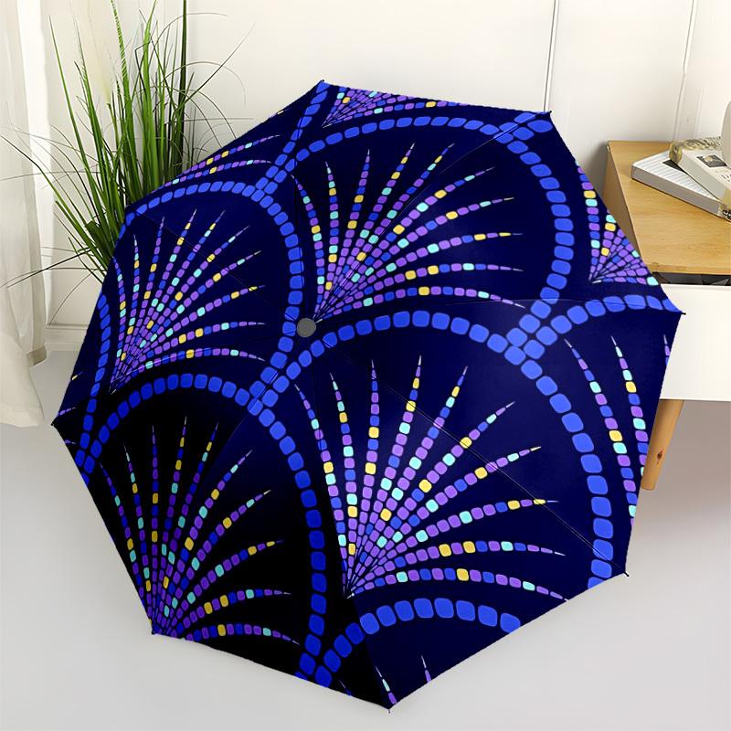 

1pc Palm Leaf Pattern Automatic Folding Umbrella, 8-Rib Iron Frame, Casual Outdoor Accessory for Birthday Festival Gifts yy251128165