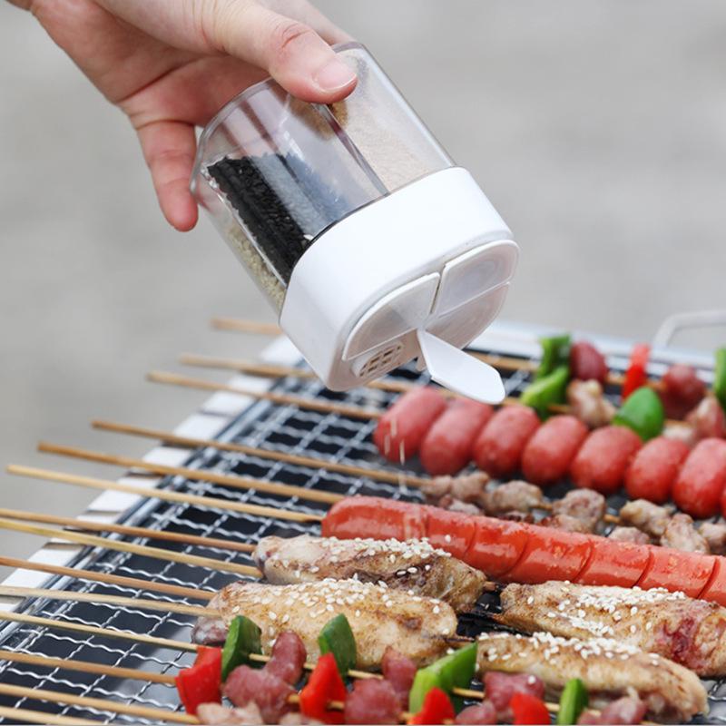 Four-in-One Portable Flip-Top Seasoning Box for Kitchen and BBQ