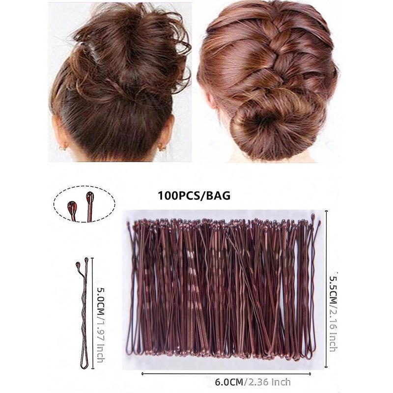 100er-Pack Nahtlose Schwarze Haarklammern, 5 cm, Ein-Wort-Design