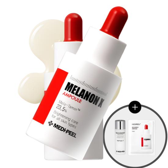 MEDI-PEEL Melanon X Ampoule Brightening Korean Skincare Set 30ml x2 + Emulsion 30ml + Ampoule Samples