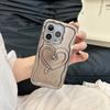For iPhone 13 Pro Max 6.7 Inch Cover Heart Shape Kickstand TPU Electroplated Cell Phone Case