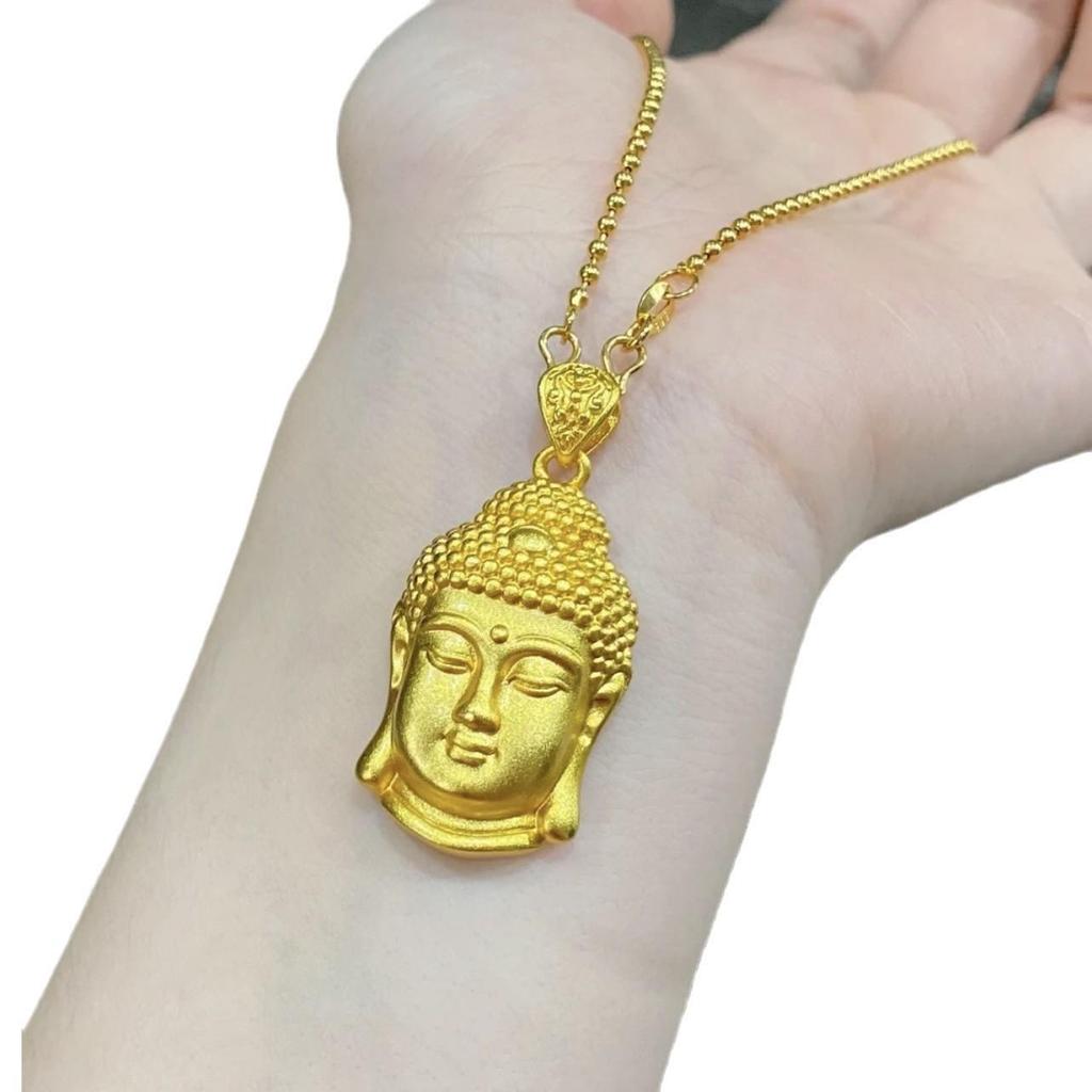 Colier cu Pandantiv Cap de Buddha Placat cu Aur, Lucrat Manual cu Aliaj de Cupru Aur Nisip pentru Femei, Design Exquisit cu Rezistență Puternică a Culorii.