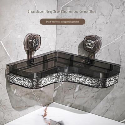 JINGRUIXIANG No-Drill Suction Cup Triangular Bathroom Shelf