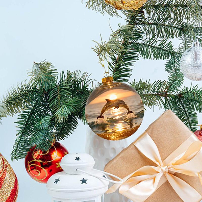8Cm Transparent Acrylic Ball Cardinal/Hummingbird Pattern Creative Tree Decoration Hanging Pendant For Home