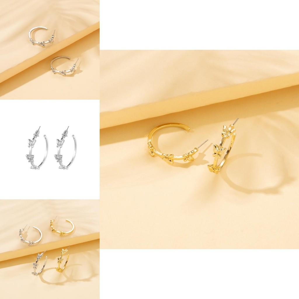 Trendy European American Style Butterfly Earrings Elegant Plated Alloy Accessories