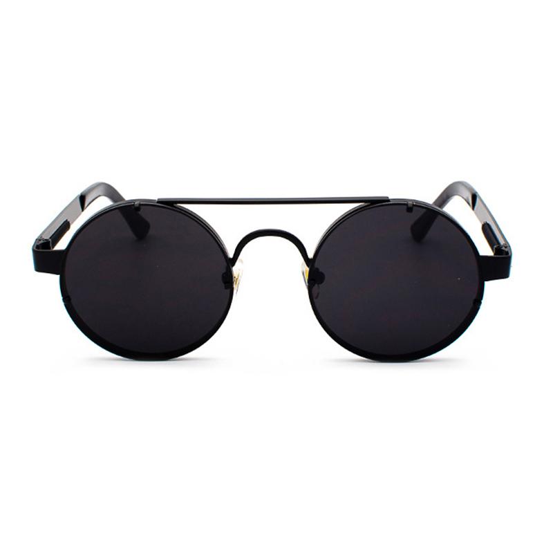 Runde, randlose Steampunk-Sonnenbrille aus Metall