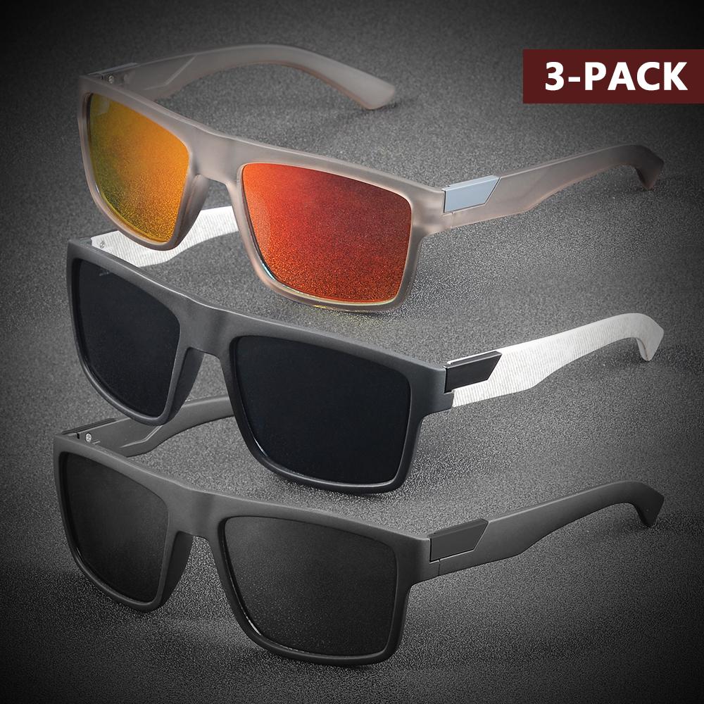 AIMISUV 3Pieces Classical Square Cycling Sunglasses for Men Outdoor Sports Running Driving Sun Glasses Women Goggles UV400