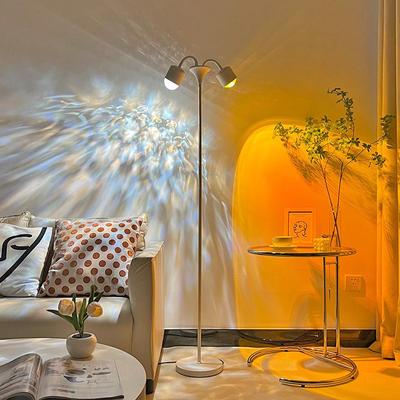 High-End Doppelkopf Sonnenuntergang Stehleuchte: Wasserwellen-Eisen-Design für Wohnzimmer-Atmosphäre