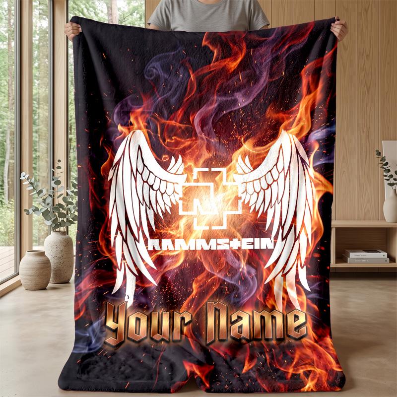 Rammstein Custom Flannel Throw Blanket Print Your Name Text Soft Warm Blanket Holiday Present