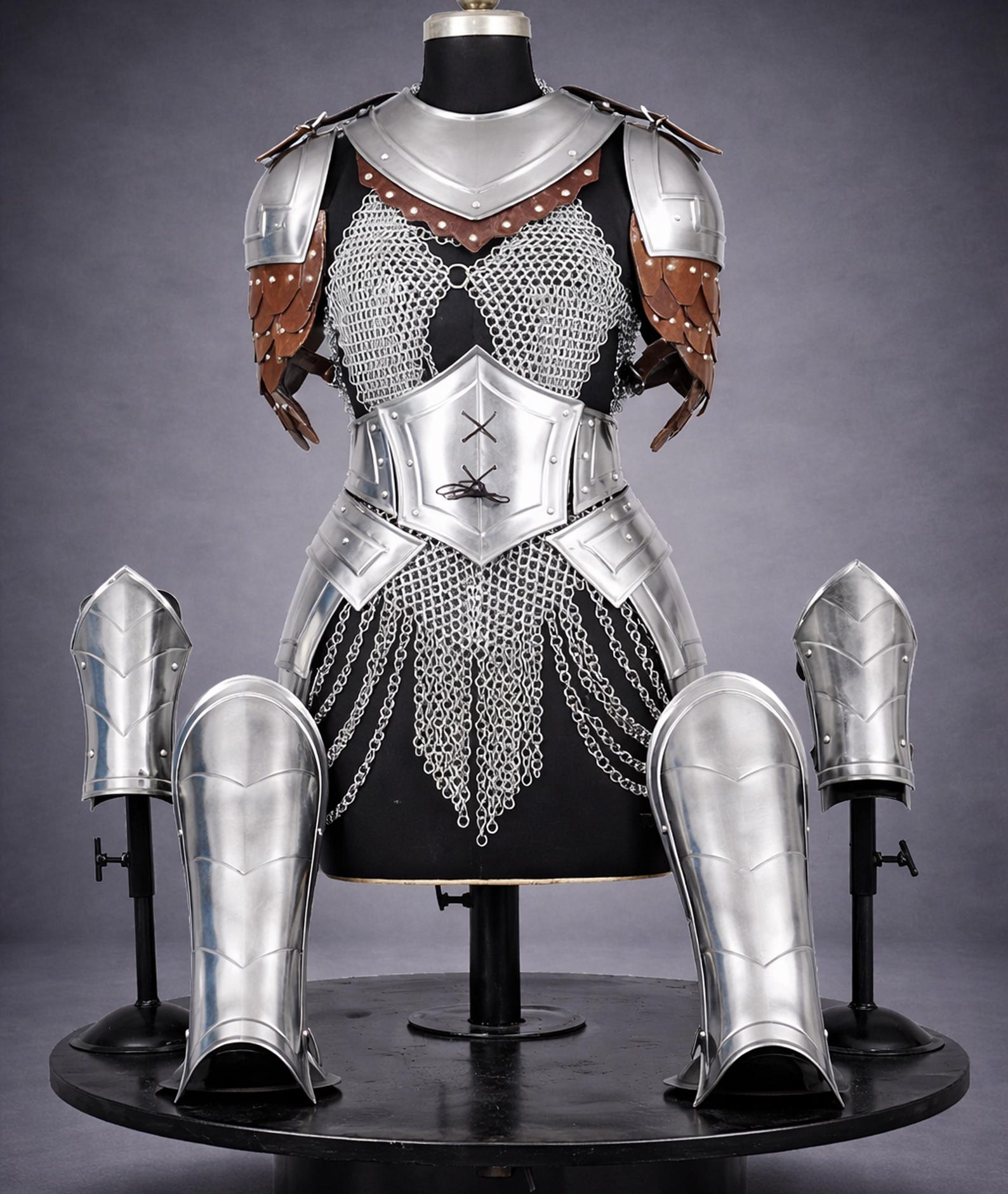 Women s Medieval Knight Armor Set Handmade Steel Lady Cuirass Chainmail LARP Cosplay Costume