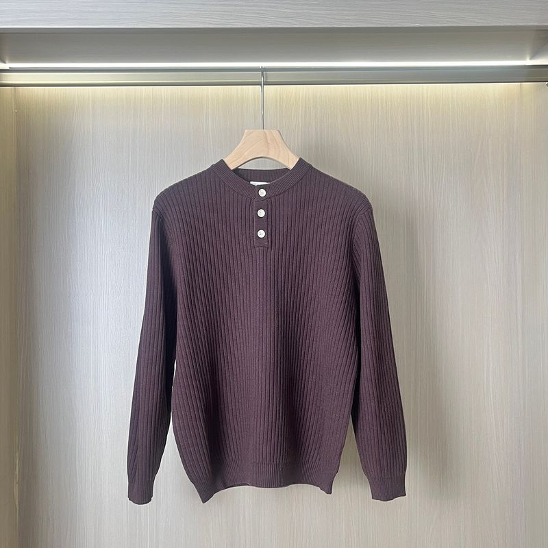 High-End Henry Collar Sweater for Men, Skin-Friendly and Delicate, Autumn and Winter Stretchy Casual Round Neck Knit Base Shirt