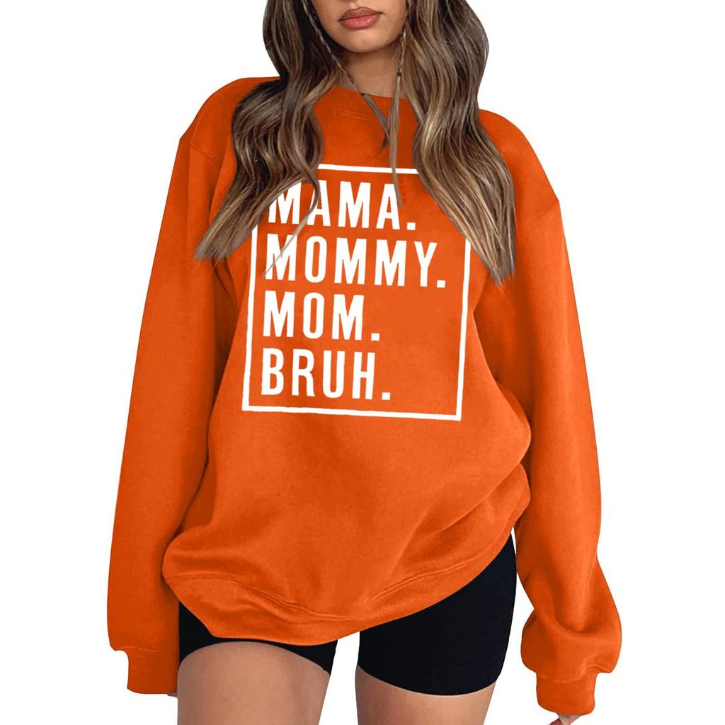 Ladies Fashion Casual Print Loose  Round Neck Long Sleeve Top Sweatshirt