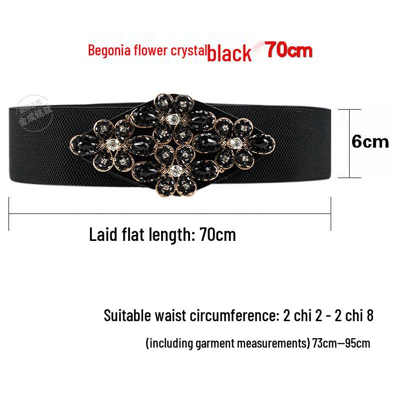 Crystal Rhinestone Elastic Waist Belt for Women's Dresses and Sweaters