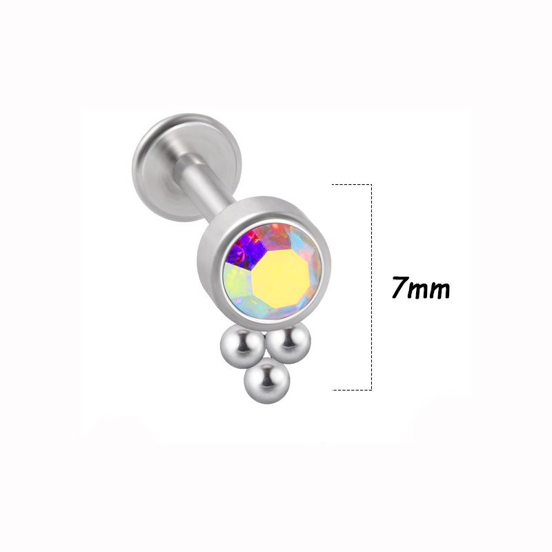 Titanium Steel 1.2 Gauge Crystal Cluster Triangle Lip & Ear Piercing Ring