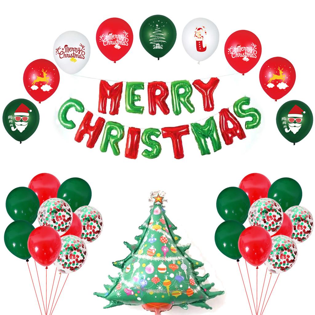 Christmas Letter Balloon Simple Set Hoho Laugh Santa Snowman Elk Print Party Decoration