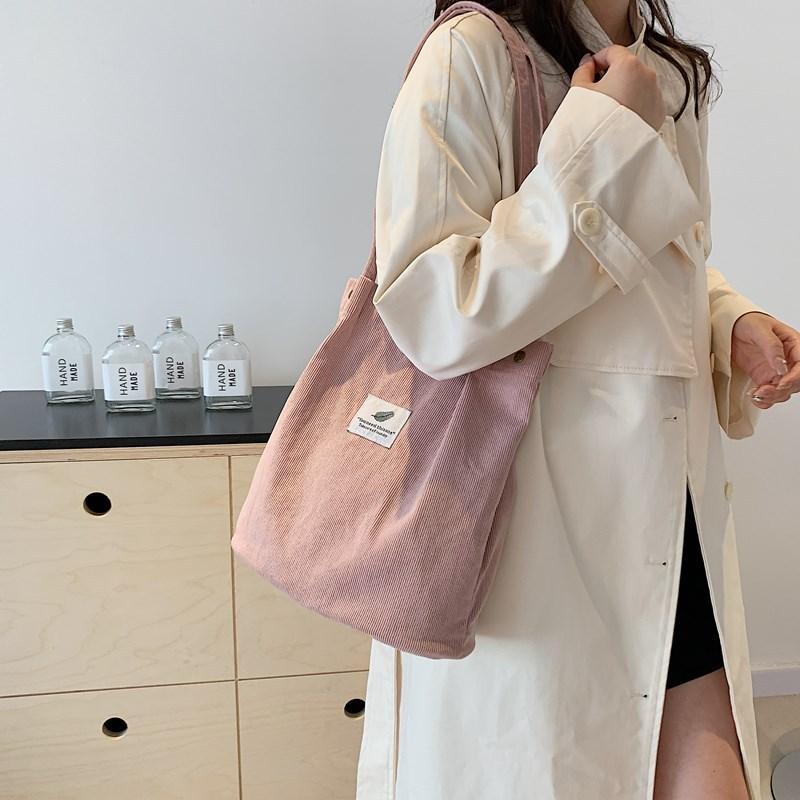 Borsa Tote da Donna Grande Capacità in Velluto a Coste Borsa a Mano per Viaggi Casual e Uso Quotidiano