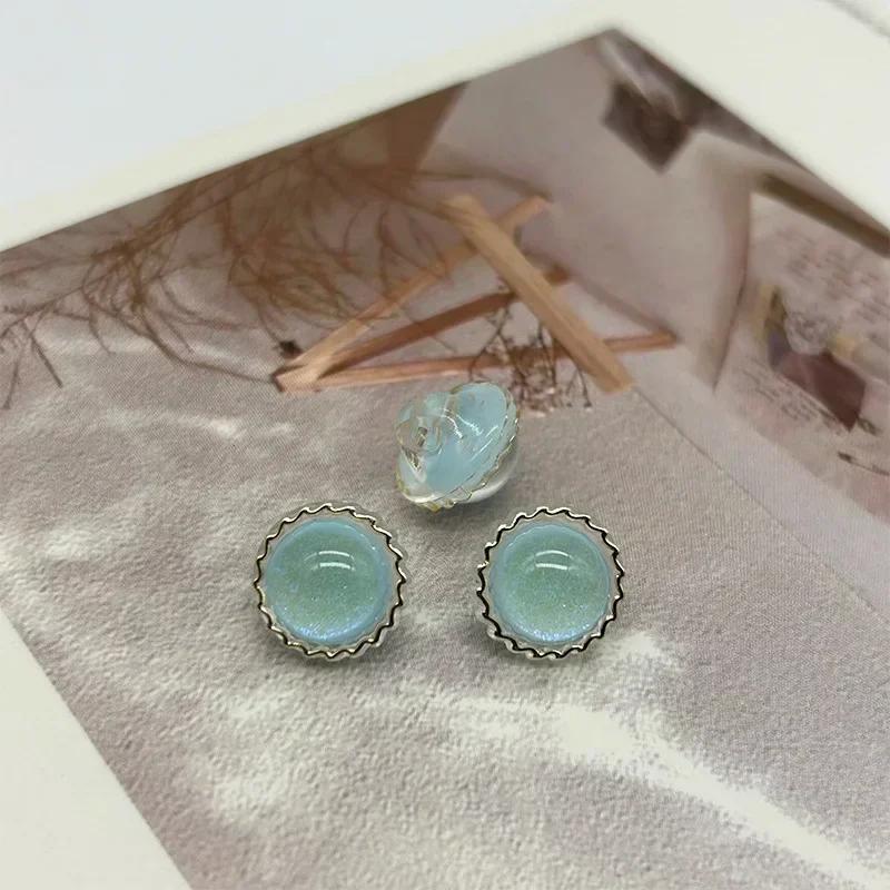 

10 шт. Красивые мерцающие пудровые пуговицы 11,5 мм круглые прозрачные акриловые пуговицы на ножке юбка блузка аксессуары 11.5mm циан