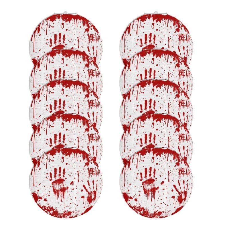 

Set of 12 Halloween Celebration Paper Lights Bloody Palms Lights Ornament for Halloween Party and Fall Decoration 1