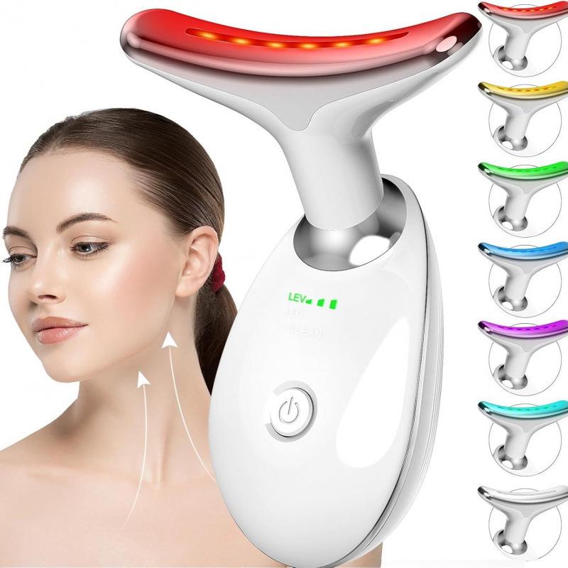 Neck and Face Vibrating Light Therapy Beauty Massager
