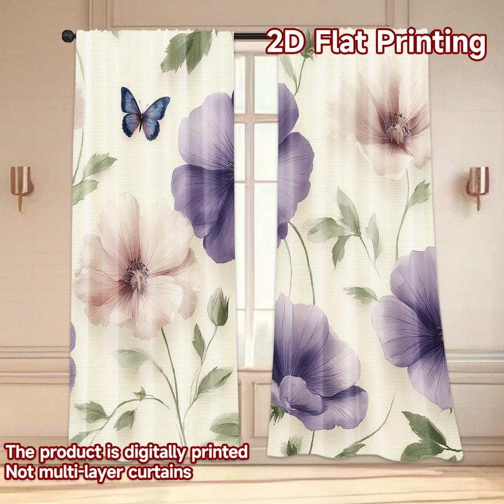 Set Of 2 Flat Printing Curtains Without Rod Floral Spring Arrangement April Fools Is Day Holiday Digital Curtain Made Polyester