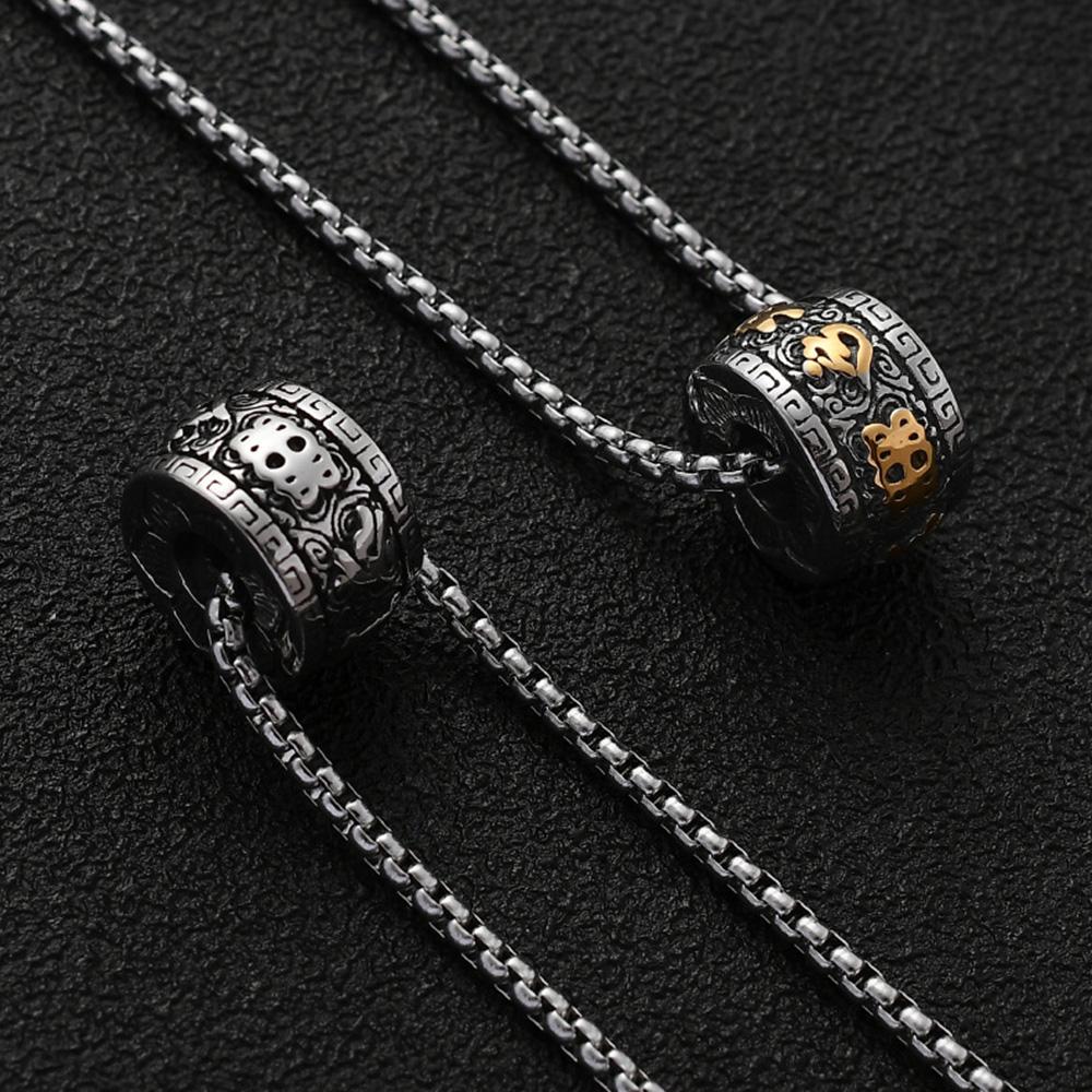 Six-character Mantra, Transfer Beads, Titanium Steel Men's Necklace, Stainless Steel Pendant, Non-fading Jewelry